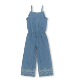 Tuta intera in denim leggero misto lino